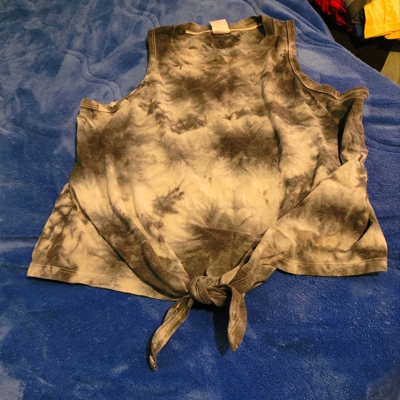 Black and white marbled tie tank top - Picture 1 of 4